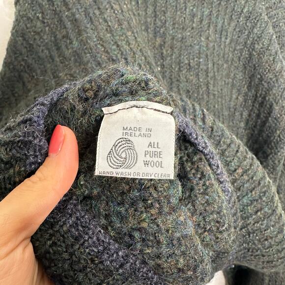 VTG 60s BROOKS BROTHERS wool mock neck thick knit sweater green Ireland XL - Picture 8 of 9